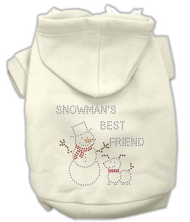 Snowman's Best Friend Rhinestone Hoodie Cream XXL